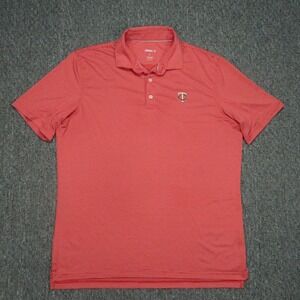 Minnesota Twins Shirt Mens Large Red Johnnie O Striped Polo Short Sleeve Stretch